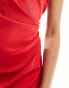 ASOS DESIGN satin bandeau mini dress with gathered waist detail in red