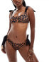 ASOS DESIGN Adrienne tanga bikini bottom with ties in oversized animal