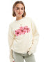 ASOS DESIGN oversized sweatshirt with hibiscus graphic in baby ecru