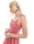 Daisy Street tie shoulder cami maxi dress in red gingham