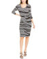 Nicole Miller 294304 Women's Striped Dress, Black/White, Petite