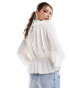 & Other Stories high neck long sleeve blouse with puff sleeves in soft white