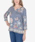 Scottsdale Women's Floral Border Split Neck Top