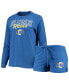 Женская пижама Concepts Sport Womens Royal Los Angeles Rams Meter Knit Long Sleeve Raglan Top and Shorts Sleep Set