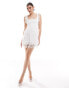 ASOS DESIGN square neck corset mini dress with lace detailing in white