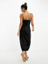 River Island cowl neck satin slip midi dress in black