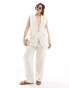 ONLY Curve linen blend sleeveless tailored vest co-ord in cream