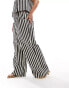 ASOS DESIGN Curve dad trouser with linen in mono stripe co-ord