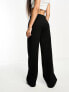 Bershka Petite wide leg slouchy dad tailored trousers in black