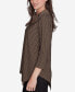 Petite Split Cowl Neck Textured Herringbone Jacquard Knit Top