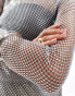 Amy Lynn Bethan rhinestone stretch net top co-ord in silver