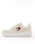 Tommy Jeans retro basket textile trainers in beige