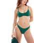 Weekday Drop scoop neck bikini top in green exclusive to ASOS