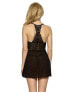 Jezebel Renne 257363 Women's Lace & Mesh Babydoll Chemise Black Size Large