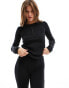 Threadbare Petite Ski ribbed base layer top and leggings set in black