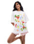 ASOS DESIGN oversized t-shirt with food print in white