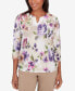 Charm School Women's Embellished Keyhole Floral Textured Top