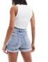 Cotton On high rise classic turn up denim shorts in blue wash