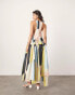 ASOS EDITION racer neck drop waist maxi dress with knot detail skirt in geometric print