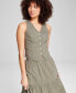 Women's Button-Down Linen-Blend V-Neck Vest