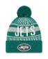 Men's Green New York Jets Striped Cuffed Knit Hat with Pom