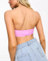 Noisy May twist bandeau bikini top in lilac and pink