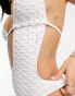 COLLUSION textured cut out halter neck swimsuit in white