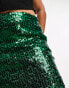 Extro & Vert Plus sequin maxi skirt in emerald green