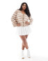 Pieces Curve cardigan in beige and white stripe