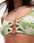 Topshop daisy jacquard ring detail bikini top in green