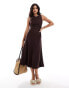 Forever New cross back linen midaxi dress in brown