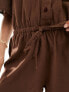 Esmee beach oversized beach playsuit in brown