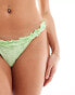 Peek and Beau Fuller Bust mix and match broderie mid-rise tanga bikini bottom in mint with ruffled edge