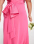 TFNC Plus Bridesmaid bow back maxi dress in fuchsia pink