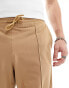 New look pique pintuck shorts in mid brown