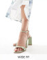 Be Mine Wide Fit Bridal Wink 2 mid block heeled sandals in sage