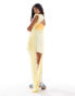 ASOS DESIGN chiffon evening dress with high low hem in lemon yellow