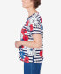 Women's Floral Stripe Braided Neck Tee