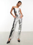 Jaded Rose textured metallic corset top co-ord in silver