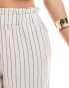 Vila Petite linen touch pinstripe wide leg trousers in cream