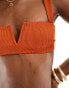 ASOS DESIGN Emily rib V-wire crop bikini top in rust