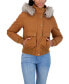 Juniors' Women ' Cotton Faux Fur Trimmed Bomber Jacket