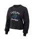 Women's Black Distressed Carolina Panthers Waffle Knit Long Sleeve T-shirt and Shorts Lounge Set