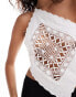 Mango Selection Asymmetrical top with embroidered panel in white