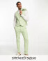 ASOS DESIGN wedding super skinny wool mix puppytooth waistcoat in sage green