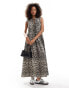 ASOS DESIGN tie front maxi dress in animal print