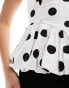 Stradivarius bandeau top with balloon hem detail in polkadot