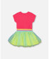 Girl Bi-Material Dress With Mesh Skirt Fuchsia Pink - Child