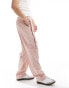 ASOS DESIGN smart linen blend wide leg trousers with asymmetric wrap in dusty pink