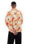 ASOS DESIGN relaxed revere shirt with retro floral print in orange